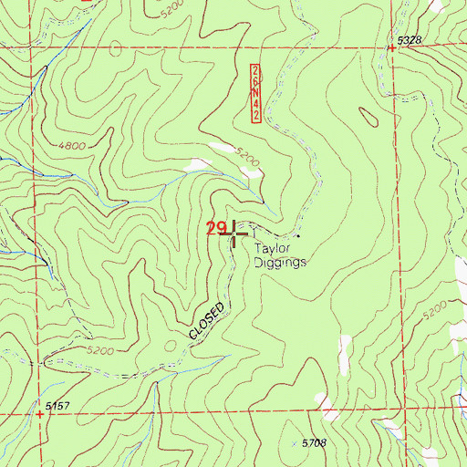 Topographic Map of Taylor Diggings, CA
