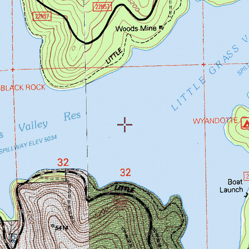 Topographic Map of Tooms Creek, CA