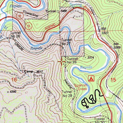 Topographic Map of Tunnel Number 28, CA
