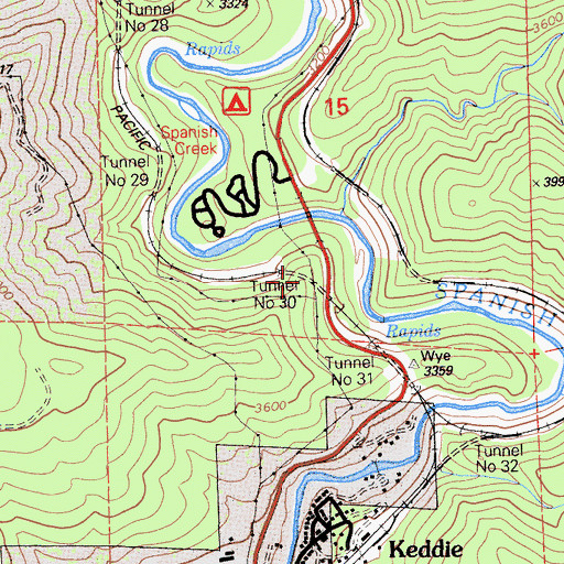 Topographic Map of Tunnel Number 30, CA