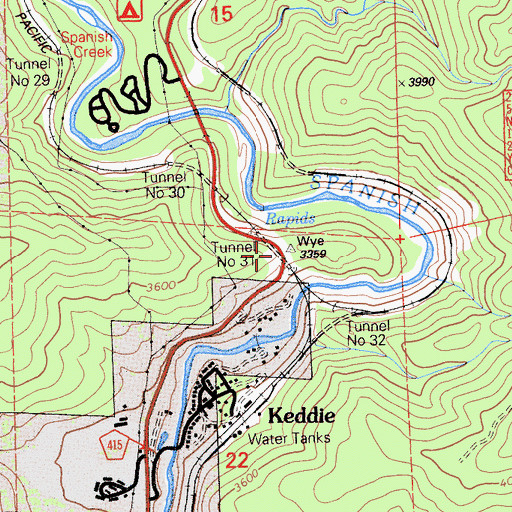 Topographic Map of Tunnel Number 31, CA
