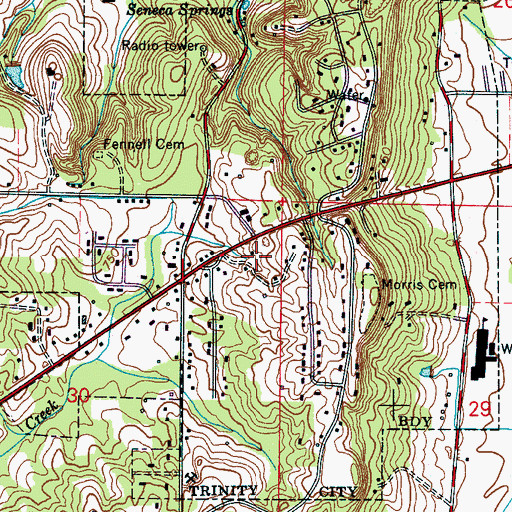 Topographic Map of Trinity Post Office, AL