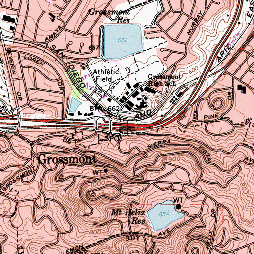 Topographic Map of Eucalyptus Pass, CA