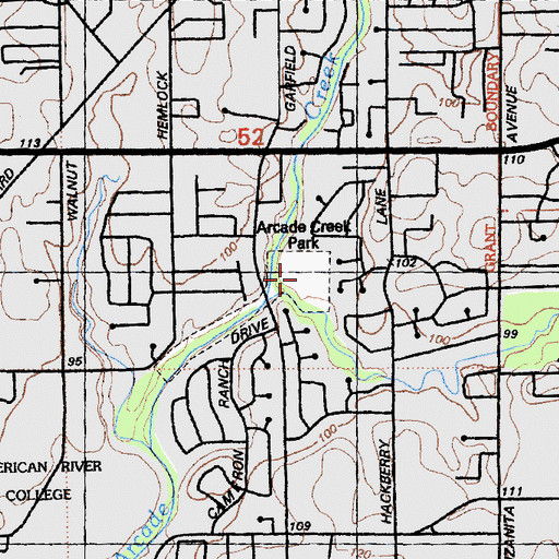 Topographic Map of Arcade Creek Park, CA