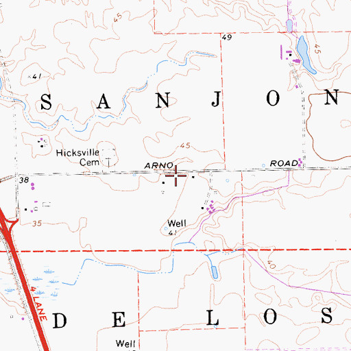 Topographic Map of Arno School (historical), CA