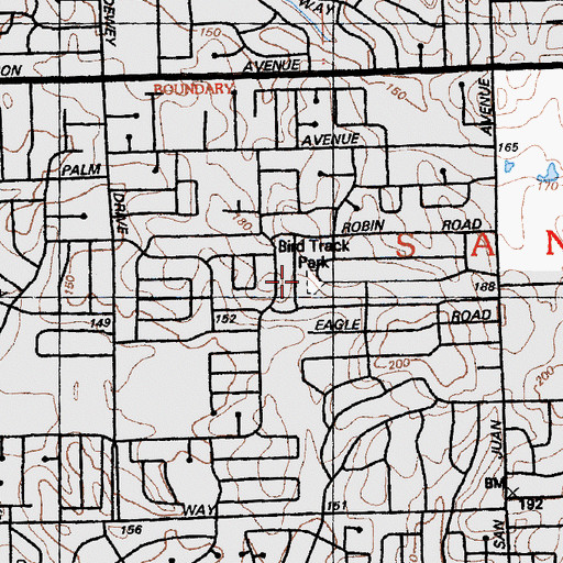 Topographic Map of Bird Track Park, CA