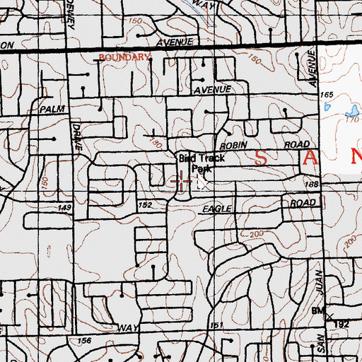 Topographic Map of Bird Track Park, CA