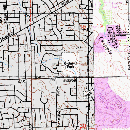 Topographic Map of C-Bar-C Park, CA