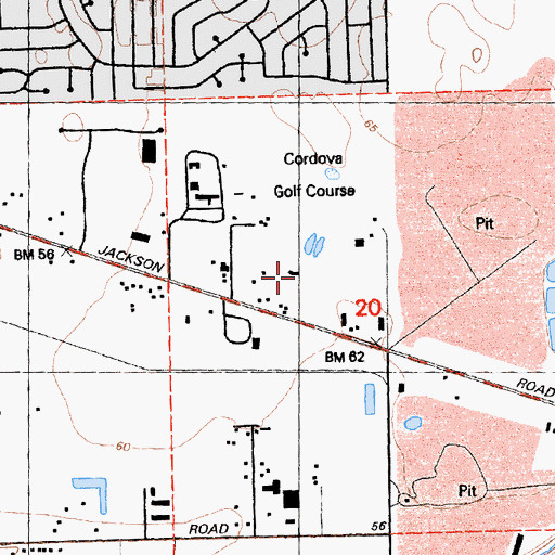 Topographic Map of Cordova Recreation Golf Course, CA