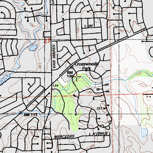 Topographic Map of Crosswoods Park, CA