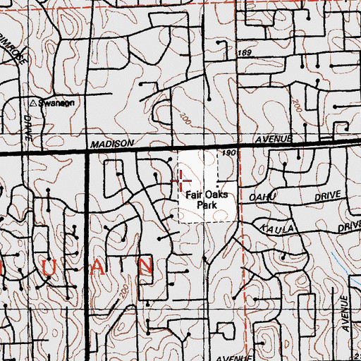 Topographic Map of Fair Oaks Park, CA