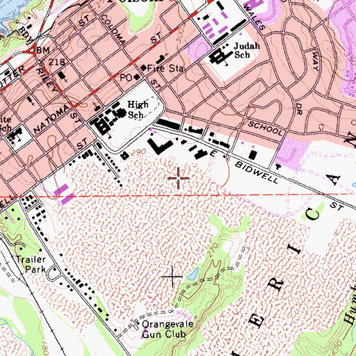 Topographic Map of Folsom Post Office, CA