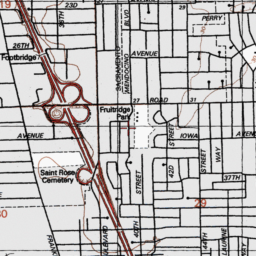 Topographic Map of Fruitridge Park, CA