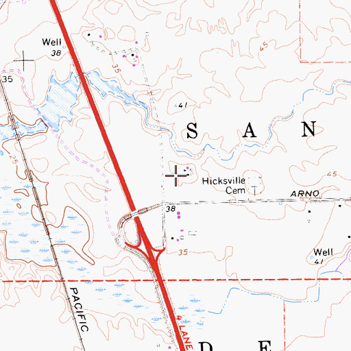 Topographic Map of Hicksville, CA