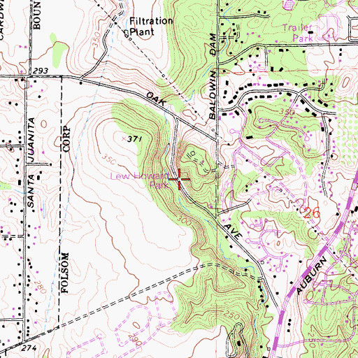 Topographic Map of Lew Howard Park, CA