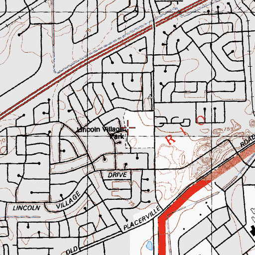 Topographic Map of Lincoln Village Park, CA