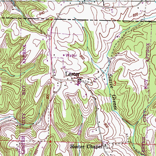 Topographic Map of Lester Post Office, AL