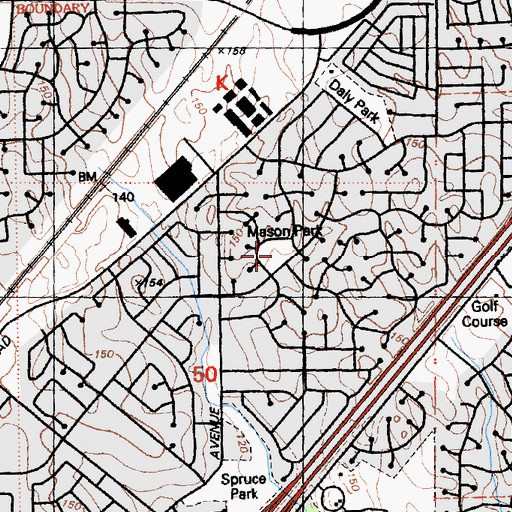 Topographic Map of Mason Park, CA