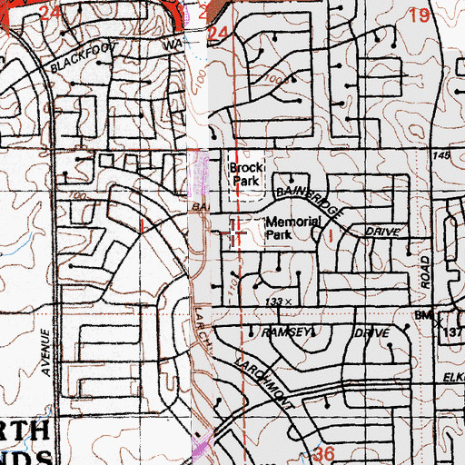 Topographic Map of Memorial Park, CA