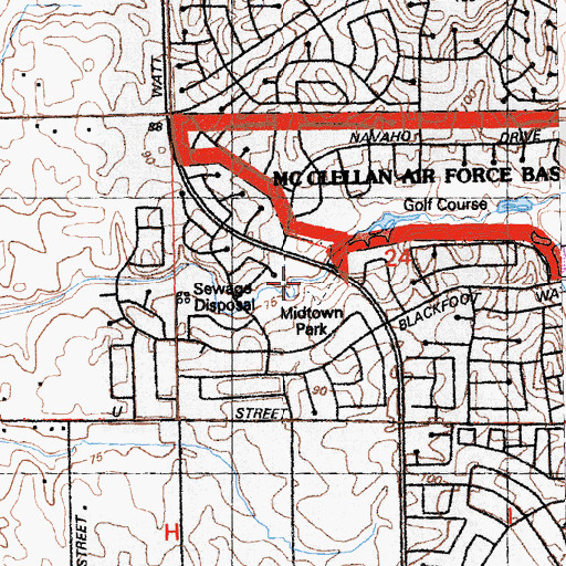 Topographic Map of Midtown Park, CA