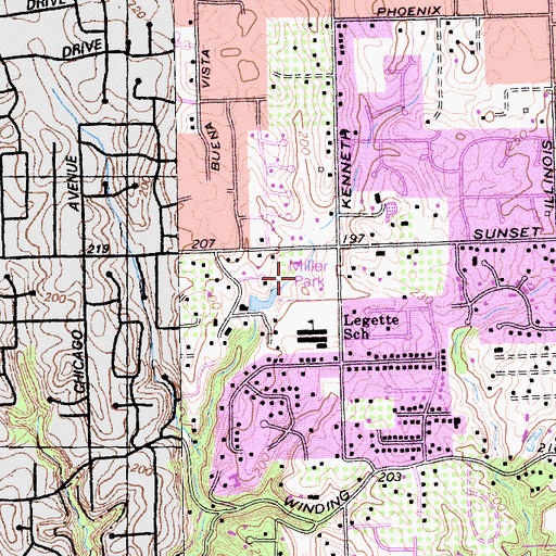 Topographic Map of Miller Park, CA