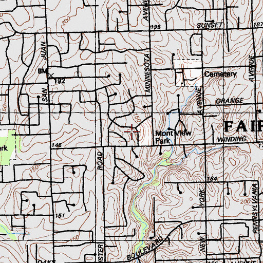 Topographic Map of Mont View Park, CA