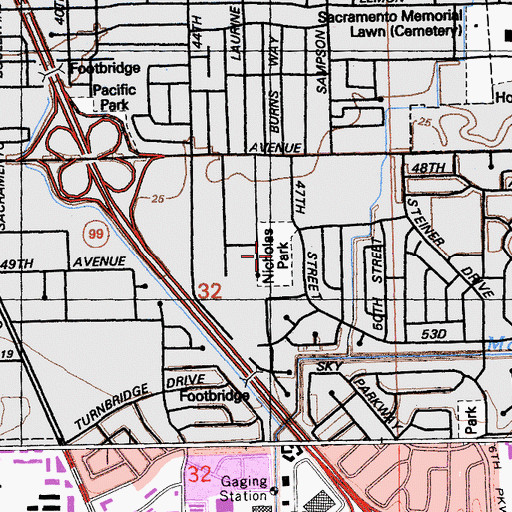 Topographic Map of Nicholas Park, CA