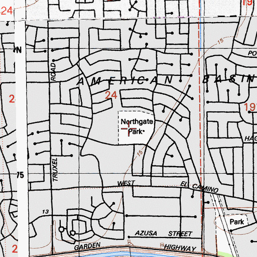 Topographic Map of Northgate Park, CA