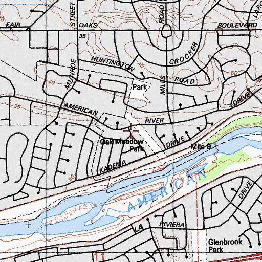 Topographic Map of Oak Meadow Park, CA