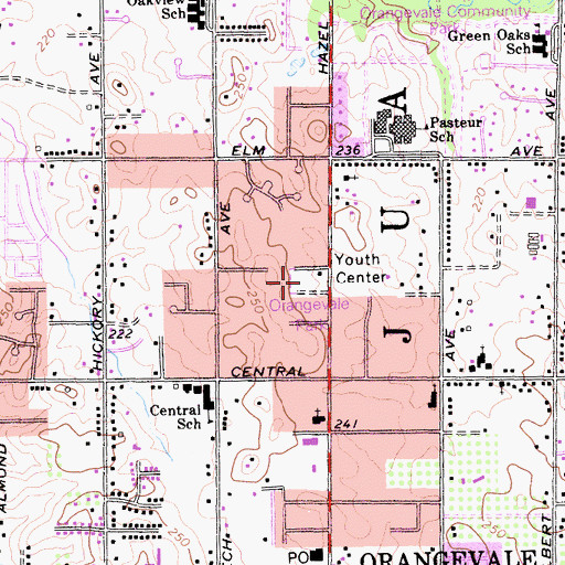 Topographic Map of Orangevale Park, CA