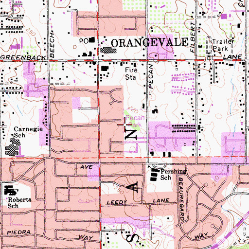 Topographic Map of Pecan Park, CA