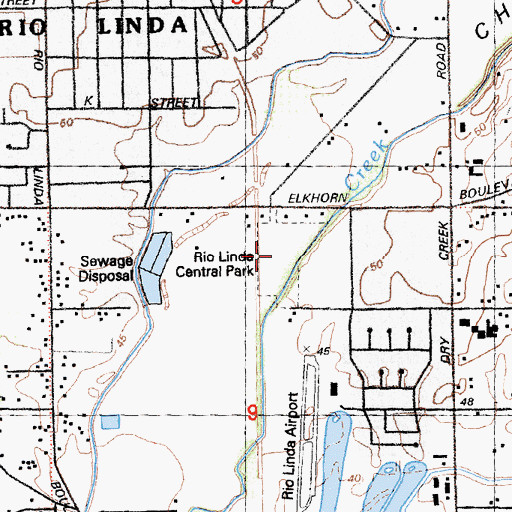 Topographic Map of Rio Linda Central Park, CA