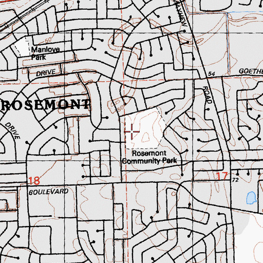 Topographic Map of Rosemont Community Park, CA