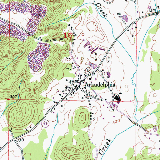 Topographic Map of Arkadelphia Post Office, AL