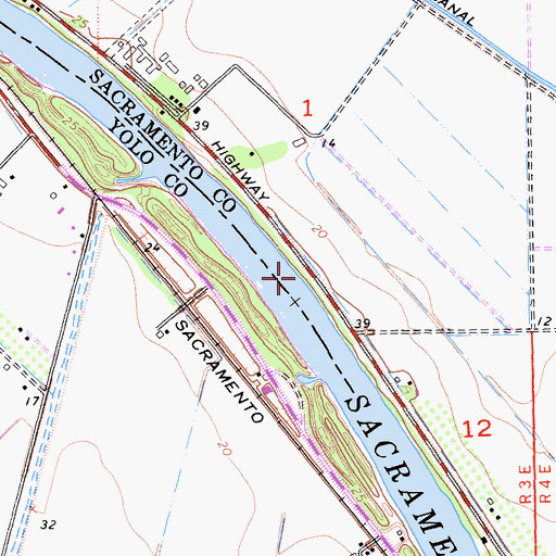 Topographic Map of Tenmile Shoals, CA