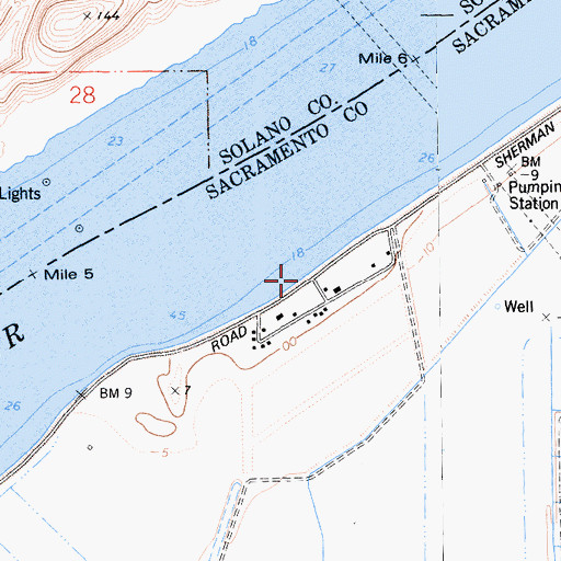 Topographic Map of Wood-Curtis Landing, CA