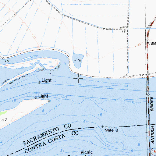 Topographic Map of Wood-Curtis Landing, CA