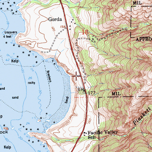 Topographic Map of Gorda School (historical), CA