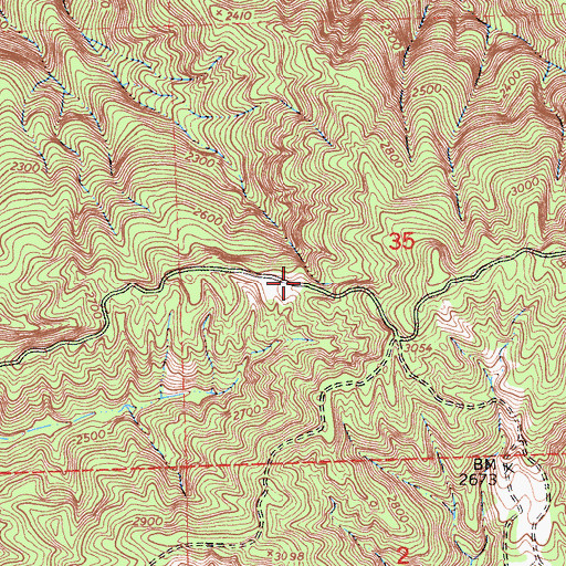 Topographic Map of Melville Mine, CA
