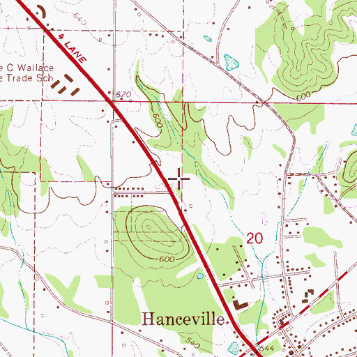 Topographic Map of Hanceville Post Office, AL
