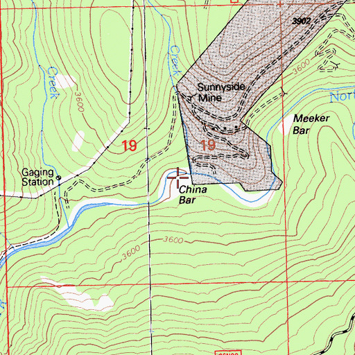 Topographic Map of China Bar, CA