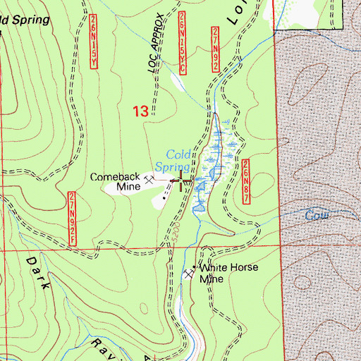 Topographic Map of Cold Spring, CA