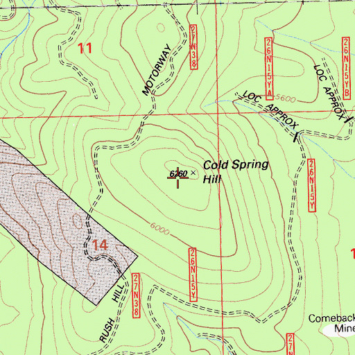 Topographic Map of Cold Spring Hill, CA