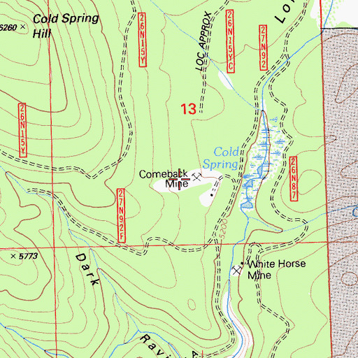 Topographic Map of Comeback Mine, CA