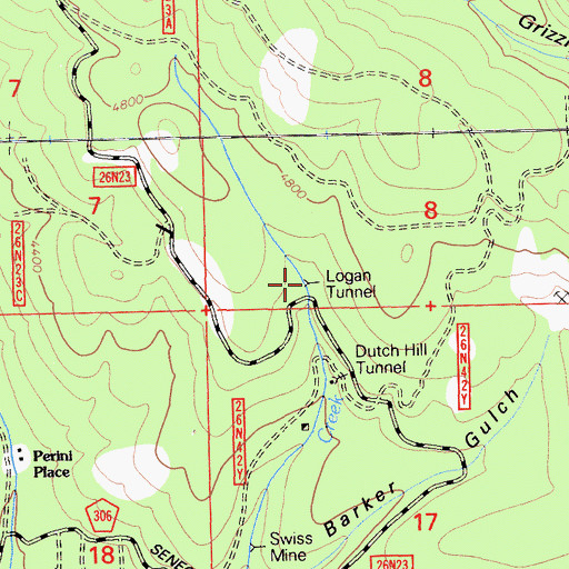 Topographic Map of Logan Tunnel, CA