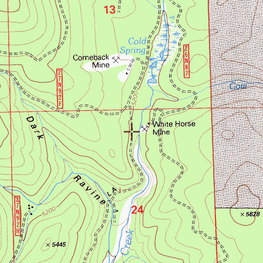 Topographic Map of White Horse Mine, CA