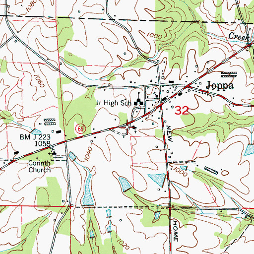 Topographic Map of Joppa Post Office, AL