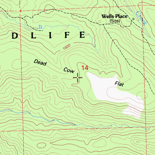 Topographic Map of Dead Cow Flat, CA