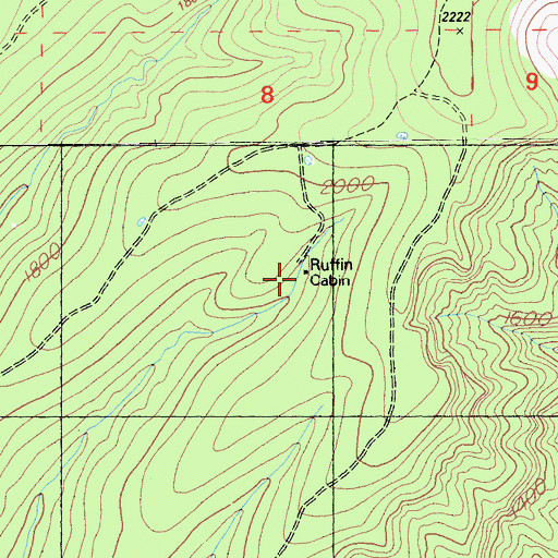 Topographic Map of Ruffin Cabin, CA