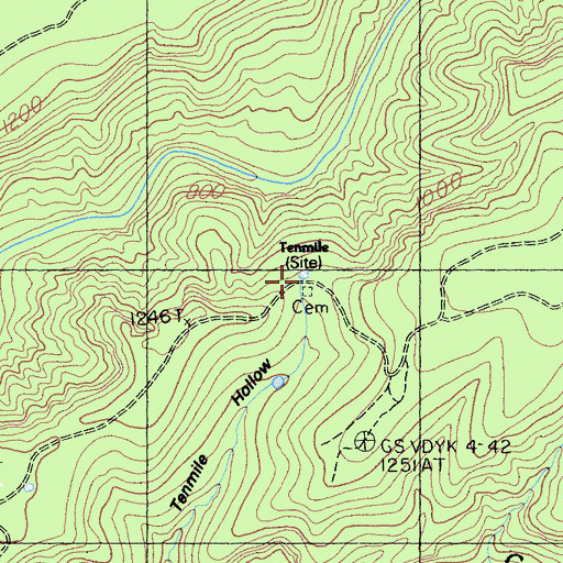 Topographic Map of Tenmile (historical), CA
